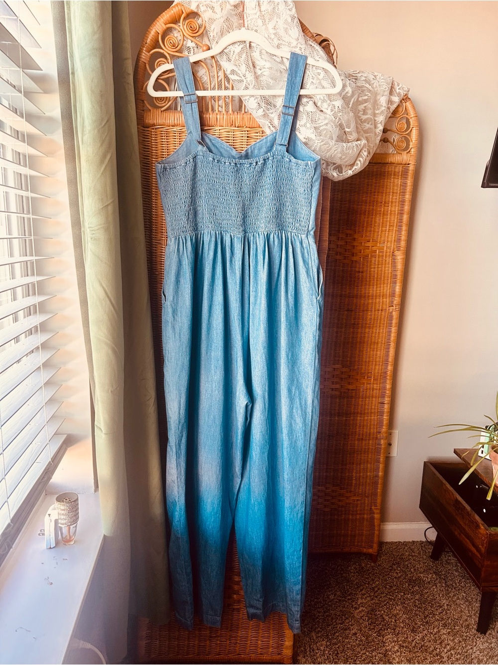 Girls' Light Blue Denim One-Piece Jumpsuit